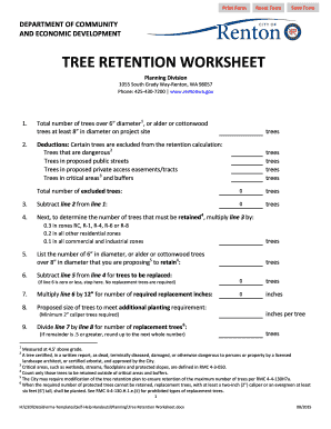 Tree Retention Worksheet  Form