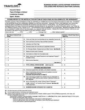 Business Interruption Claim Worksheet  Form