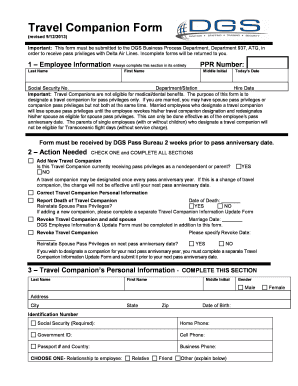 Travel Companion Form DeltaDGS