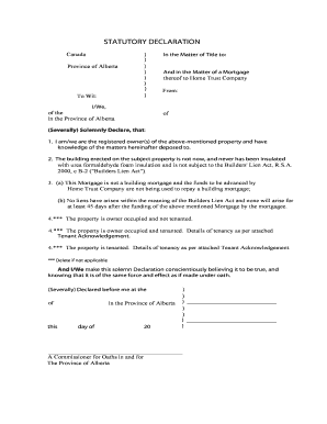 Statutory Declaration Alberta Template  Form