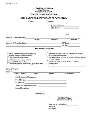 Occupancy Permit  Form