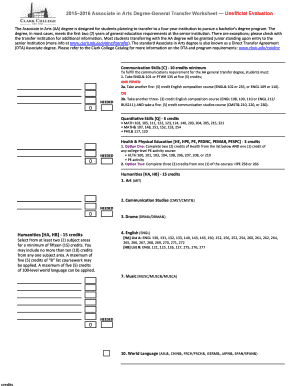 AA Degree Clark College Clark  Form