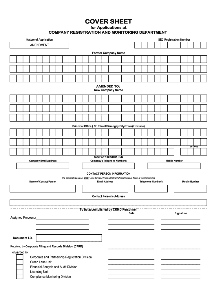 Sec Cover Sheet for Amendment Editable  Form