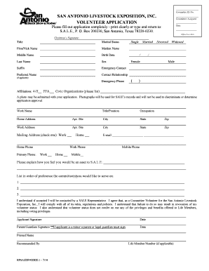 Committee Volunteer Application San Antonio Stock Show Rodeo  Form