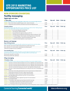 Marketing Price List Non Sponsorexhibitor ISTE  Form