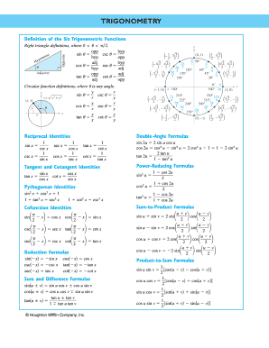 Definition of the Six Trigonometric Functions  Form