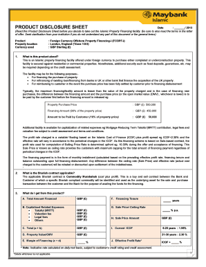 Product Disclosure Sheet  Form