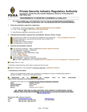 Psira Registration  Form