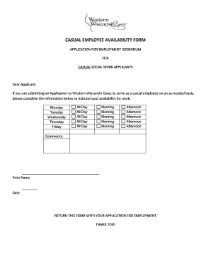 Employee Availability Form