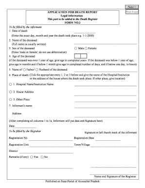 Death Report Form