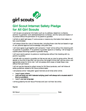 Girl Scout Internet Safety Pledge  Form