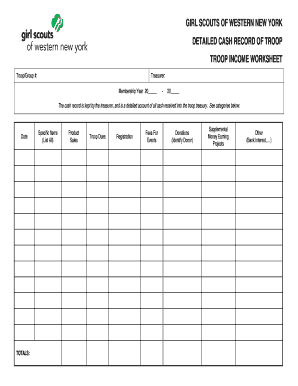 Cash Record  Form