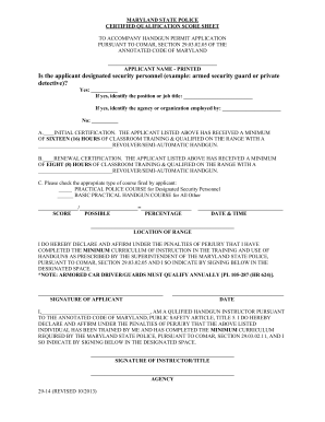 Maryland Wear And Carry Qualification Sheet - Fill Out and Sign Printable  PDF Template | signNow