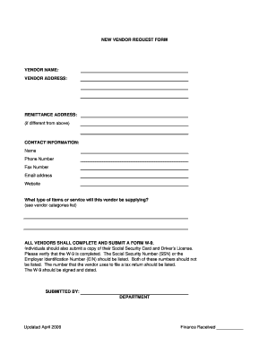 Vendor Request Form