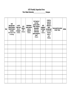 Aed Inspection Tag Printable  Form