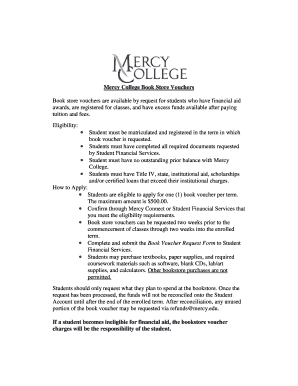 Mercy College Book Voucher  Form