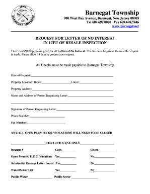 No Interest Letter  Form