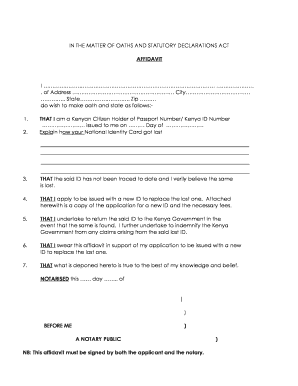 Affidavit of Marriage Kenya Sample  Form