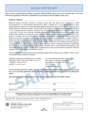 MOLD ADVISORY San Diego Association of Realtors  Form