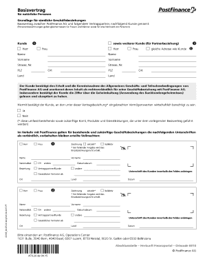 Postfinance Basisvertrag  Form