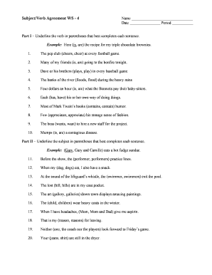 50 Examples of Subject Verb Agreement PDF  Form