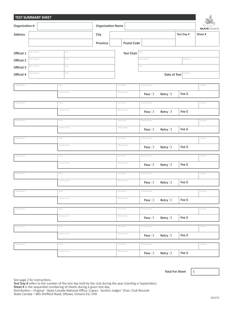  Skate Canada Test Sheet 2012-2024