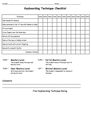 Checklist for Good Practices in Typing  Form