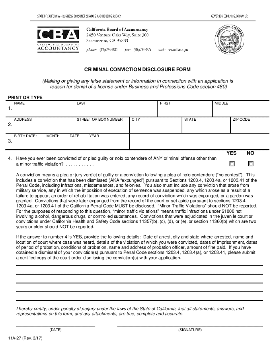 Criminal Conviction Disclosure Form