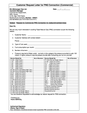 Mahanagar Gas New Connection Letter Format