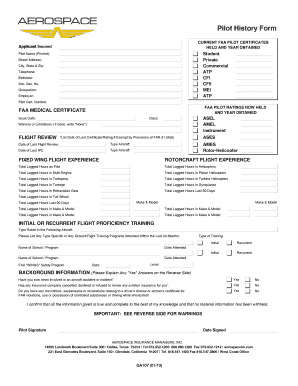 Pilot History Form