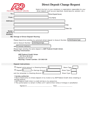 Adp Direct Deposit Form