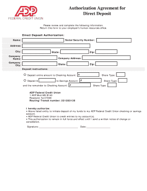 Adp Direct Deposit Form