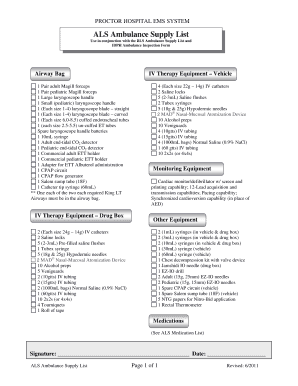 108 Ambulance Equipment List  Form