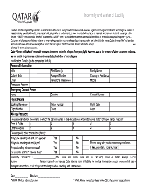 Qatar Airways Discharge Form