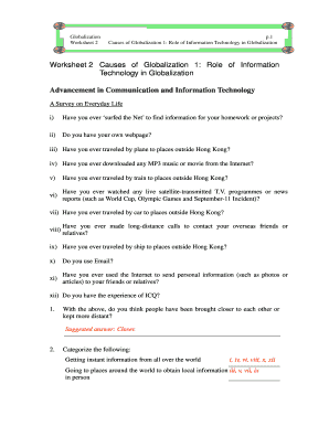 Globalization Worksheet PDF  Form