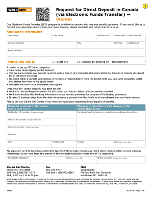 Worksafebc Direct Deposit  Form