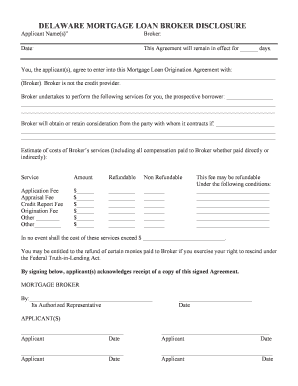 Delaware Mortgage Broker Agreement  Form