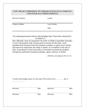 Dom to Chose Insurance New Mexico  Form