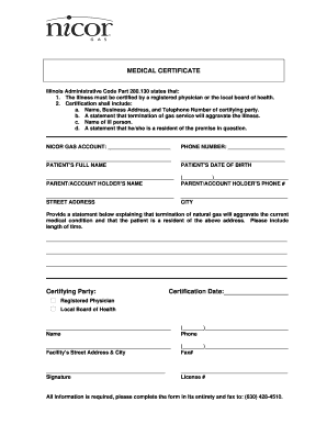  Nicor Gas Medical Certificate 2011