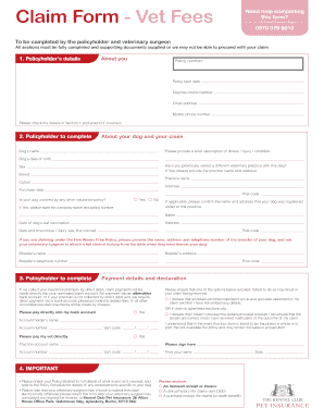 Kennel Club Insurance Claim Form