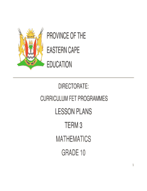 Grade 10 Mathematics Lesson Plans Term 3  Form