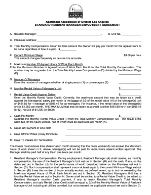 Standard Resident Manager Employment Agreement Standard Resident Manager Employment Agreement  Form