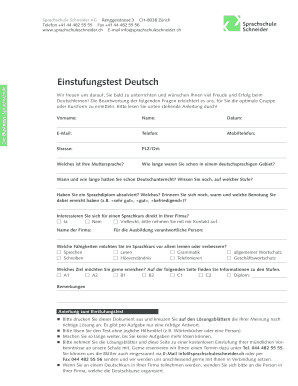 Deutsch Einstufungstest PDF  Form