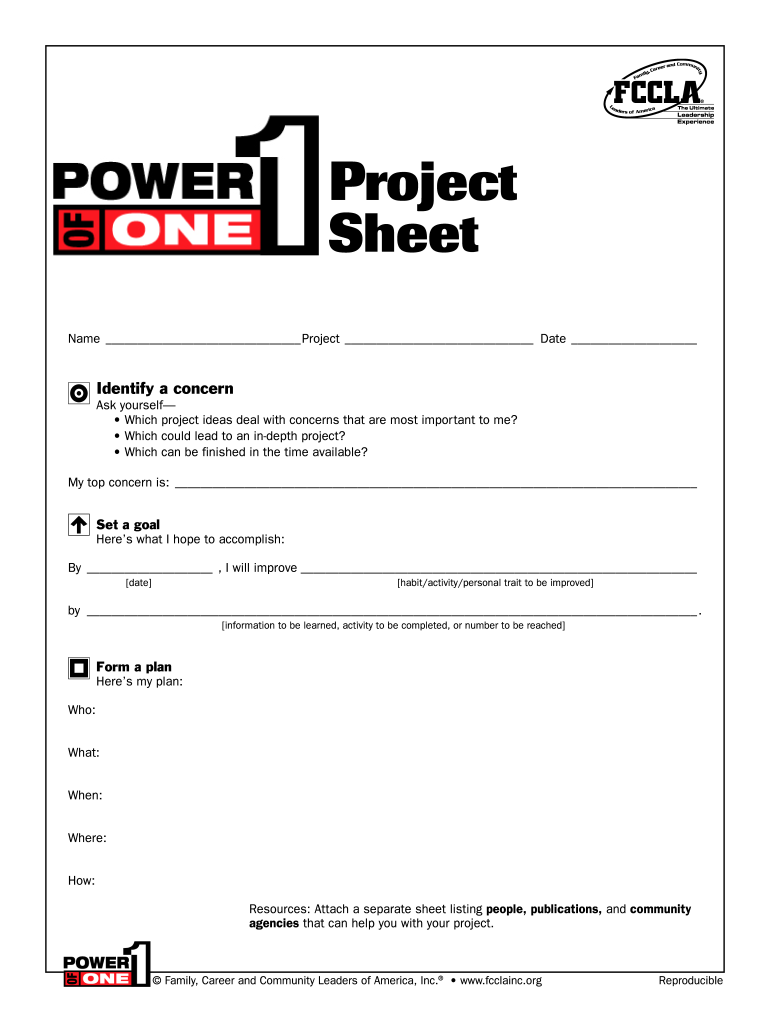 Power of One Fccla  Form