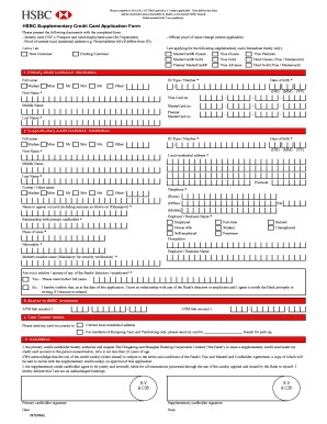 Hsbc Supplementary Card  Form