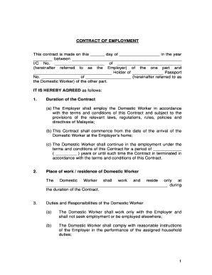 Employment Contract Malaysia PDF  Form