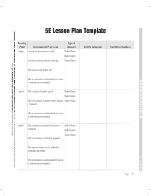 5e Lesson Plan Sample PDF  Form