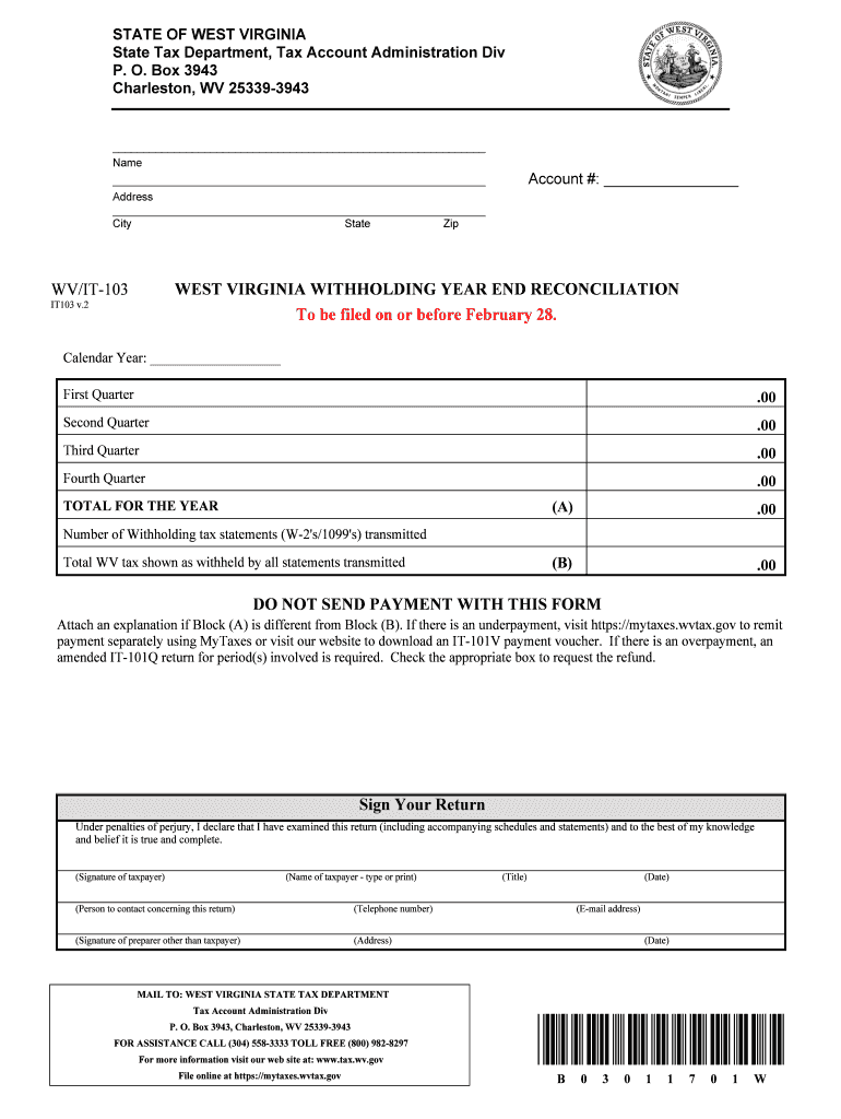  Wv Form 103 2017