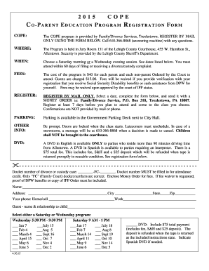 COPE Registration Lehigh County Court of Common Pleas Lccpa  Form