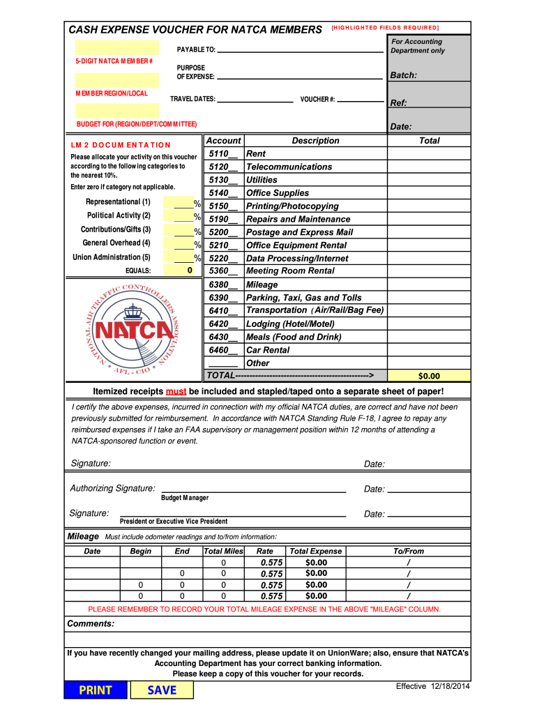  Expense Voucher for Members 2014-2024